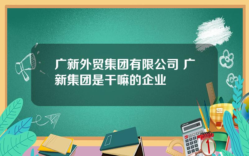 广新外贸集团有限公司 广新集团是干嘛的企业